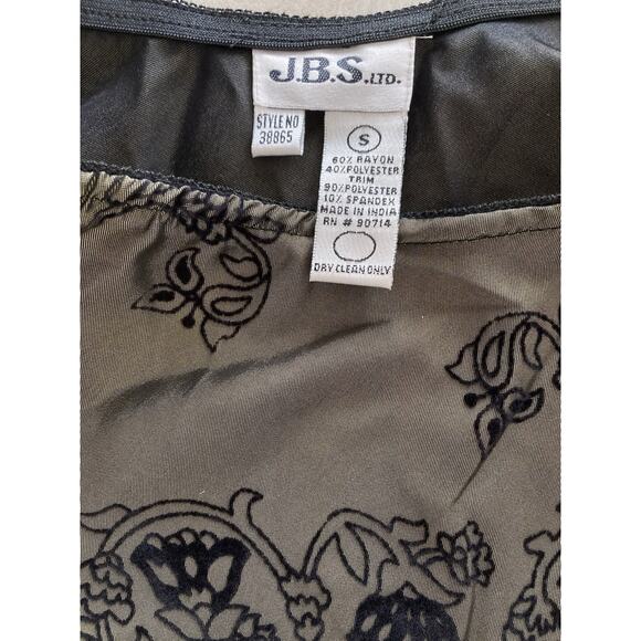 Vintage J.B.S. 90s Y2k Olive Black Velvet Romantic Preppy Goth Boho Skirt S/4 - Picture 6 of 6